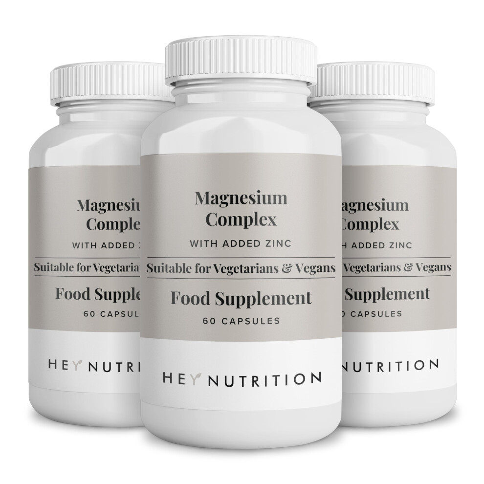 Hey Nutrition Magnesium Complex High Strength 205Mg Supplement - Zinc, Vitamin D3 - Muscle & Bone Health, Nerve Function & Energy Support - Uk Manufa