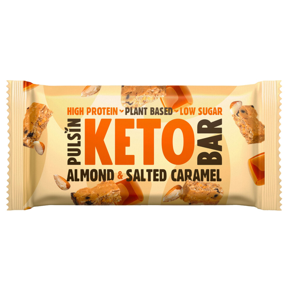 Pulsin - Plant Based Keto Protein Bars - Low Carb - 50G X18-7.3G Protein, 5.6G Fibre, 5.1 Carbs - Palm Oil, Dairy And Gluten Free Snack Bar - Almond