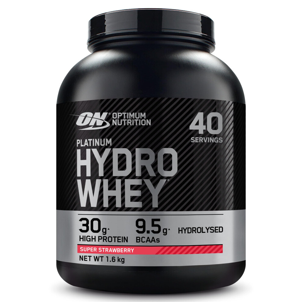 Optimum Nutrition Platinum Hydro Whey, Hydrolysed Whey Protein Isolate Powder With Essential Amino Acids, Glutamine And Bcaa, Super Strawberry Flavou