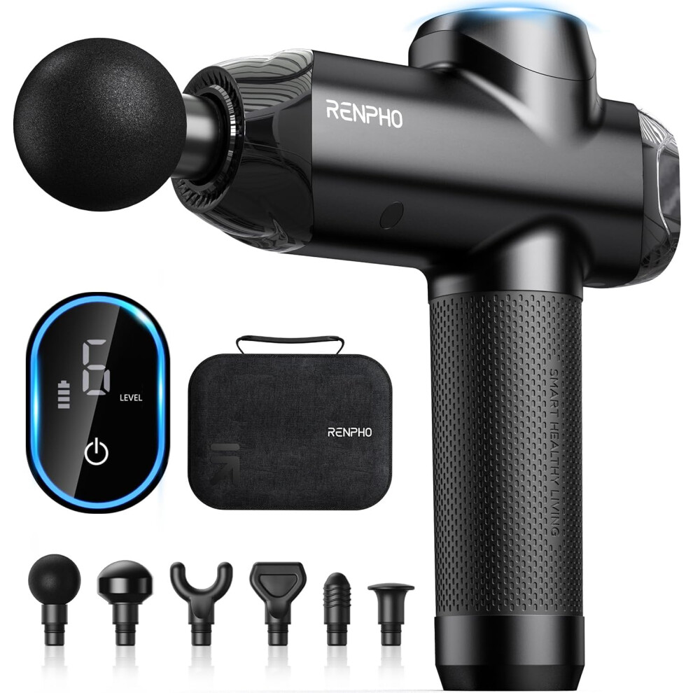 Renpho R3 Upgrade Power Massage Gun Deep Tissue, Powerful 12 Mm Amplitude Muscle Massage Gun, Lcd Touch Electric Handheld Massager For Body Muscle Te
