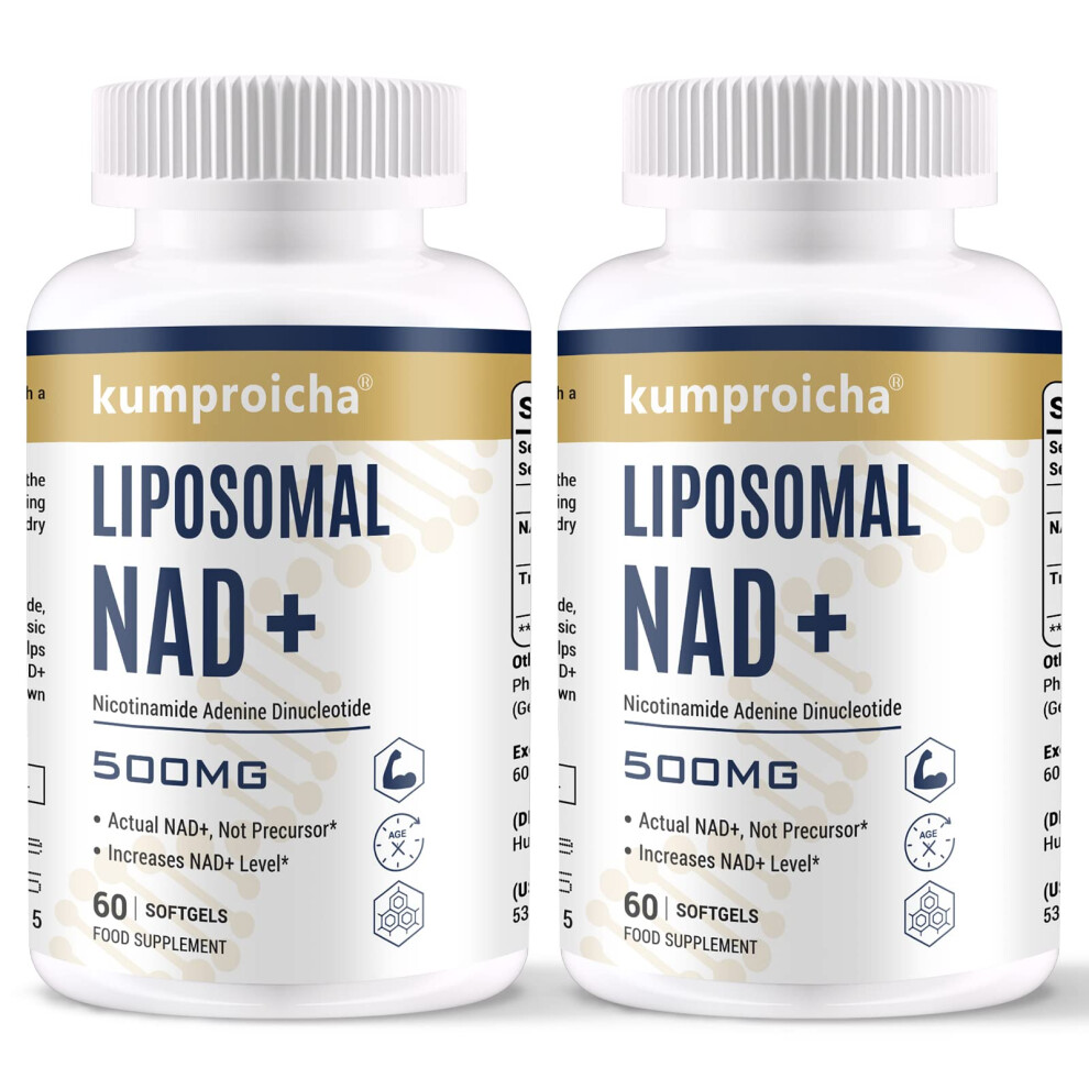 Kumproicha Liposomal Nad+ 500Mg With Tmg 250Mg Softgels, Actual Nad+ Supplement For Cellular Repair & Energy Metabolism(120 Count)