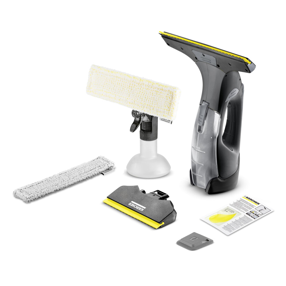 Kärcher Window Vac WV 5 Anniversary Edition, Battery Running Time: 35 min, 3 Stage LED Display, 2 Suction Nozzles, Spray Bottle with Microfibre Cloth
