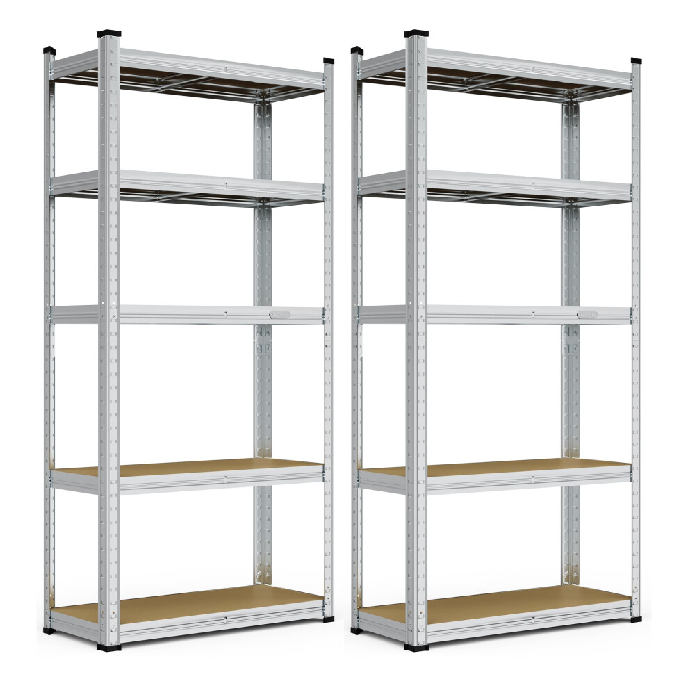 VonHaus Garage Shelving Units - Pack of 2 Heavy Duty Racking for Home, Office, Shed and Garage Storage - 5-Tier Shelving Units for Storage, 175kg Cap