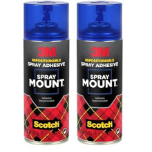3M SprayMount Permanent Spray Adhesive, 1 Can 200 ml - Ideal for mock-ups, presentations, school projects, display boards (Pack of 2)