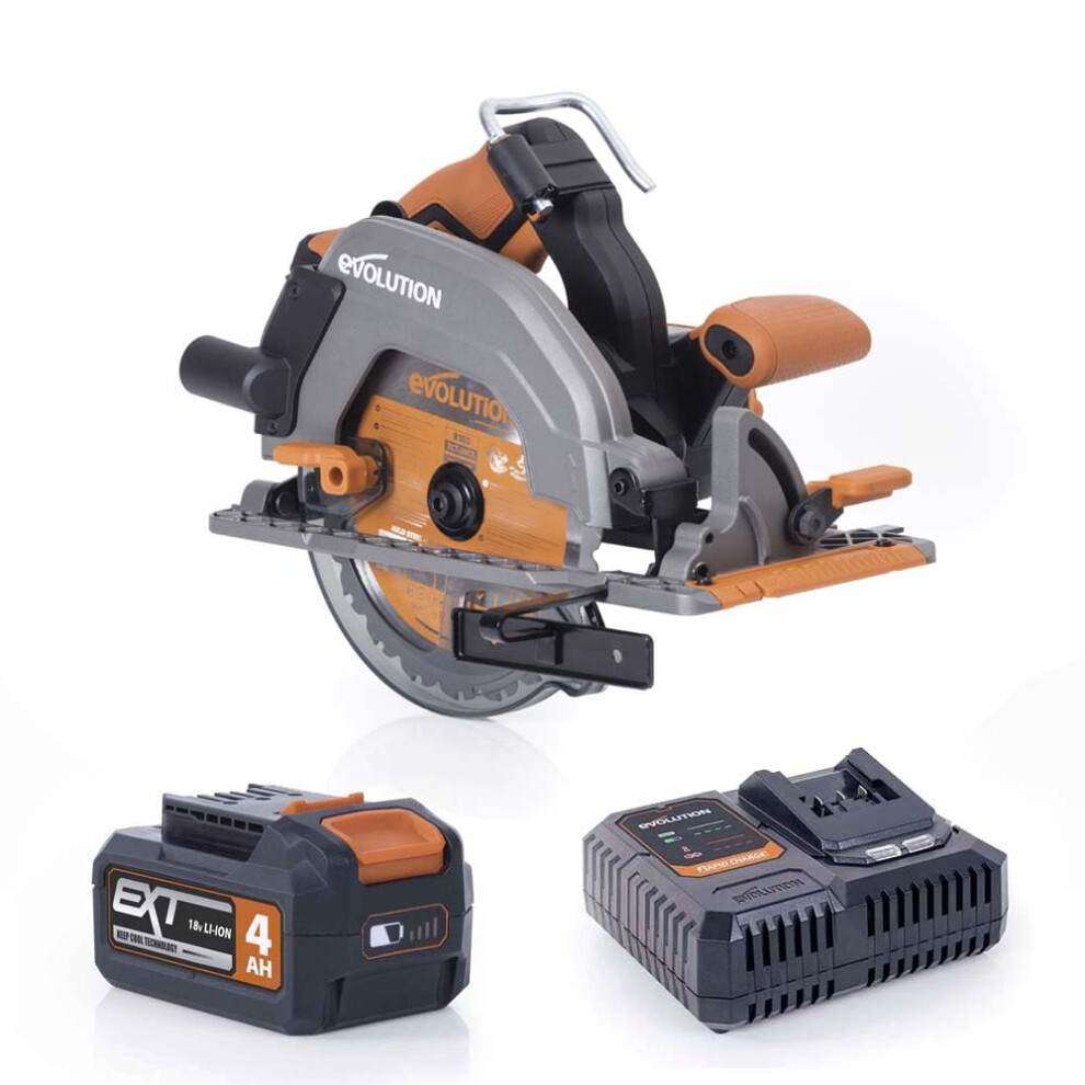 Evolution Power Tools R185ccs-Li Circular Saw Cordless Brushless 18V Li-Ion Ext Includes Tct Multi-Material Blade, Cuts Wood, Metal, Plastic & More, 849713042859