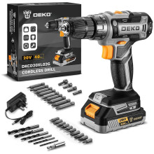 Power Drill Cordless: DEKOPRO 20V Cordless Drills Driver Electric Set Tool for Women Drills with Battery and Charger 20 Volt Grey