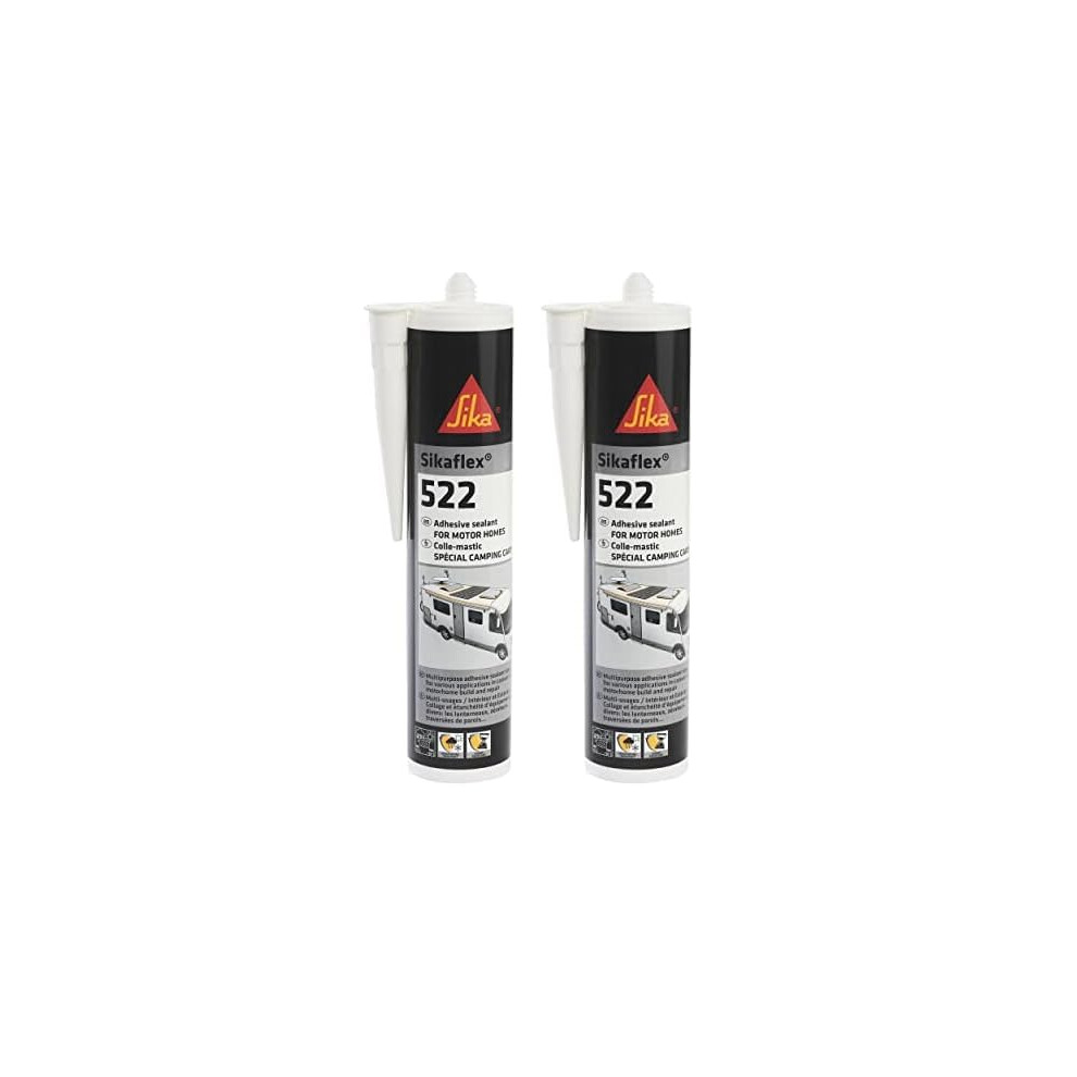 Sika Sikaflex-522 Caravan And Motorhome Adhesive Sealant – Weather And Mould Resistant – White – 300ml (Pack of 2)