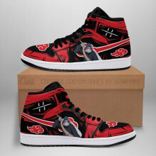 (3) red akatsuki kisame shoes naruto anime sneakers