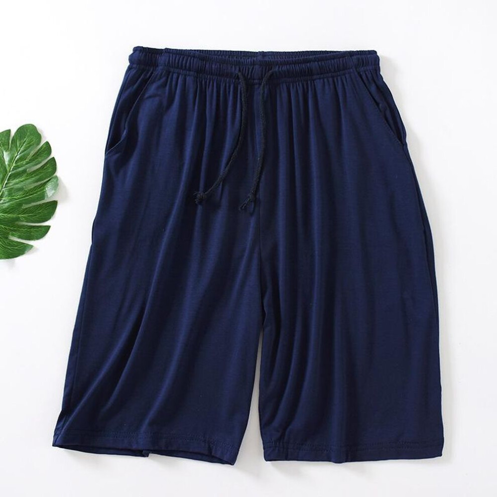 (navy blue, XL) Summer Men&apos;s Loose Shorts Thin Elasticity Breathable Stretch Quick-Drying Casual Plus Size Pajama Pants Beach Shorts