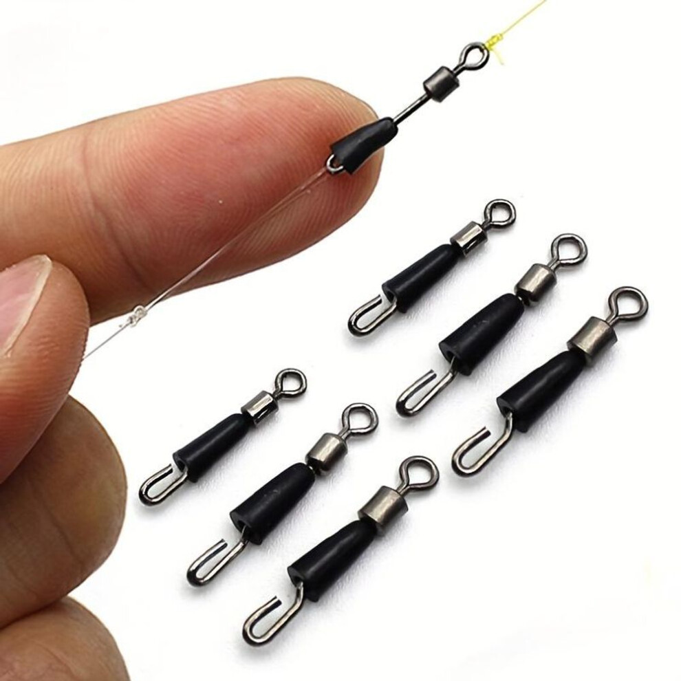 (L) 10pcs Carp Fishing Feeder Swivels Accessories, Swivel Snaps Connector For Outdoor Fishing