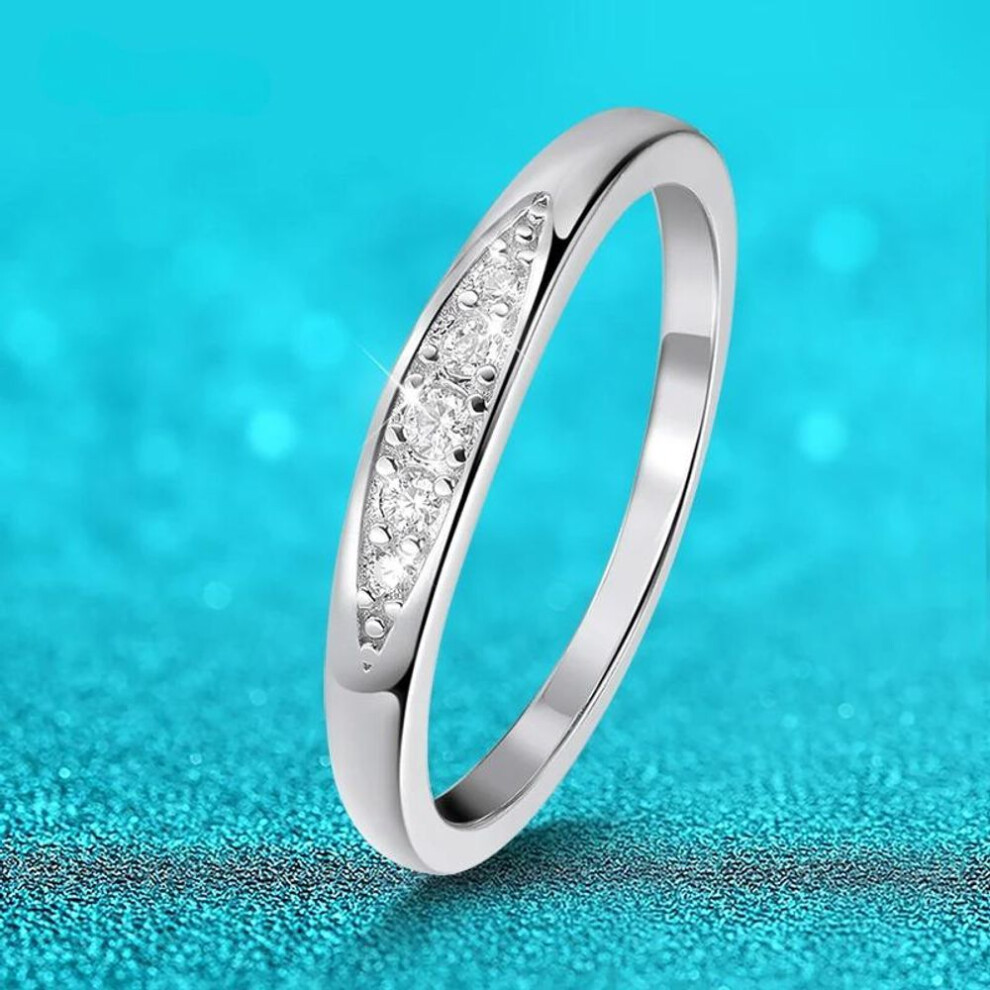 (as the picture, 7&us size) D Color 2MM Full Moissanite Rings for Women Match Diamond Wedding Band 5 Stones S925 Sterling Silver Jewelry Wholesale