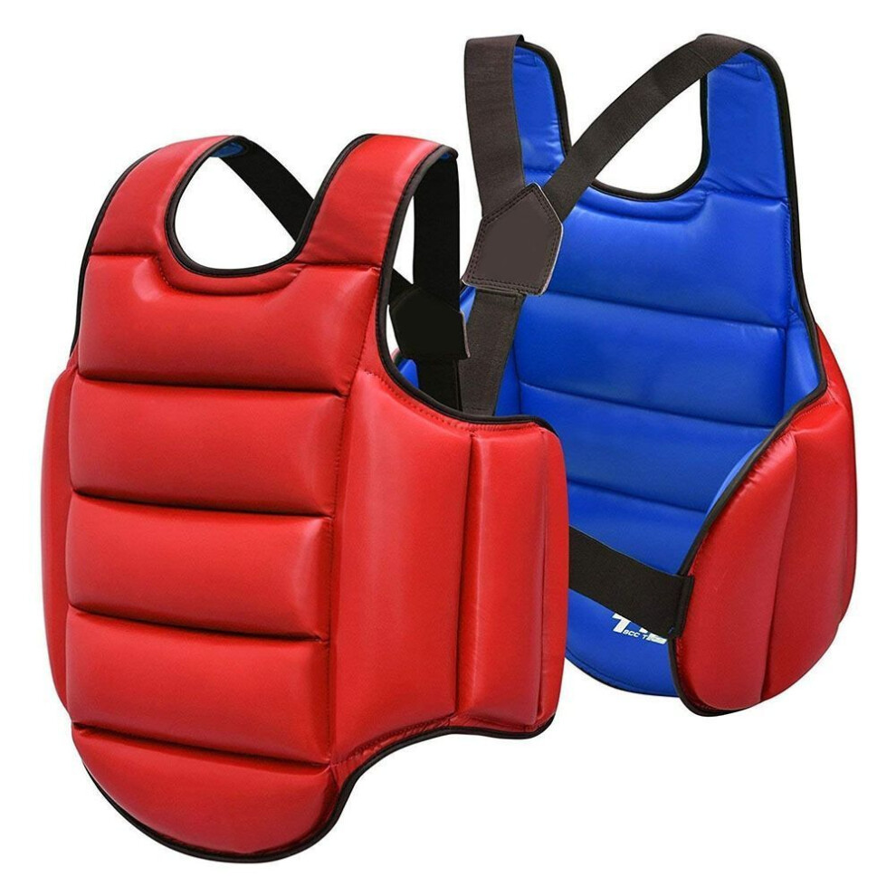 (red,blue, M Height140-160cm) Soft Body Protector Martial Arts Vest Boxing Equipment Body Karate Chest Vest  Training