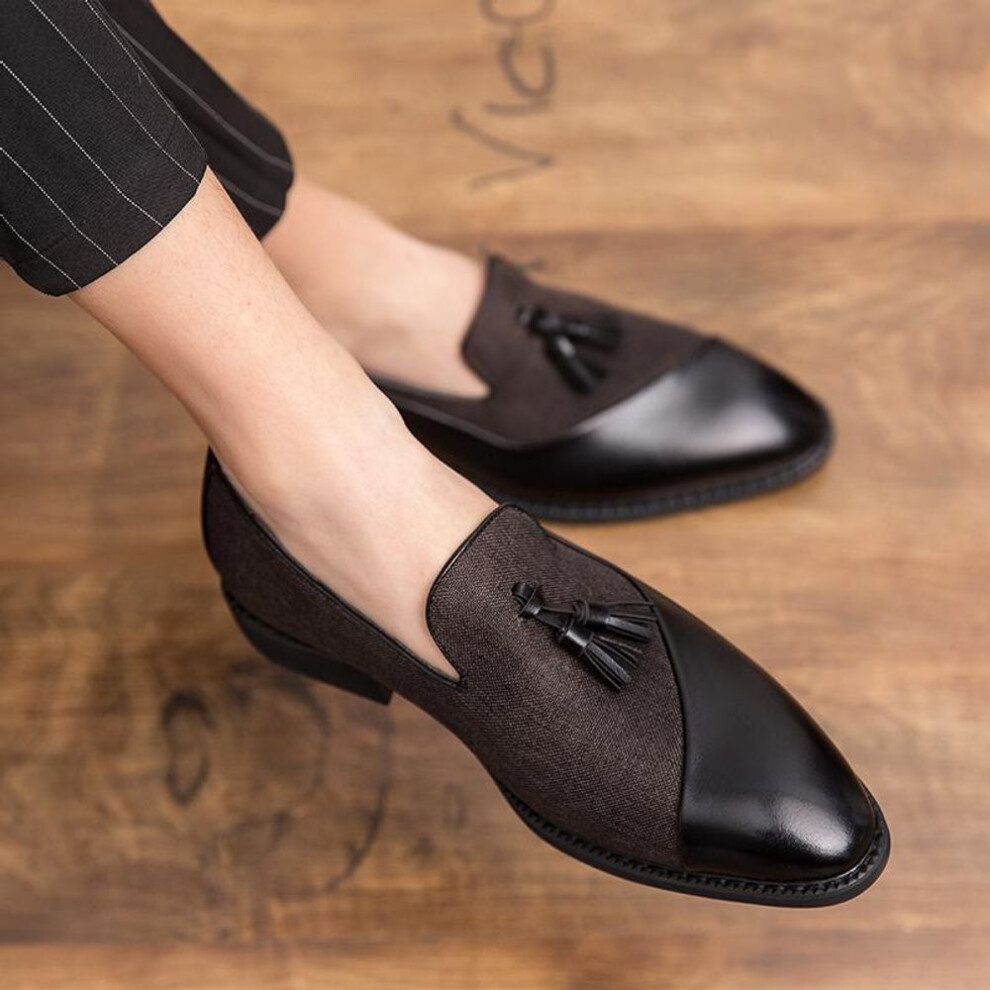 (black, 40) Men&apos;s Belgian Loafers Blue Dress Shoes Stylish Formal Leather Prom Blazers Dance Shoes for Men