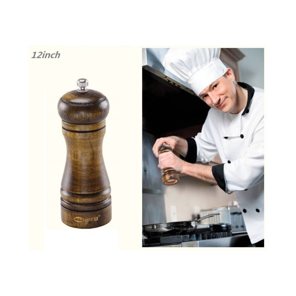 (12in)Ensemble moulin à sel poivre en bois finition ancienne préparation culinaire déco cuisine