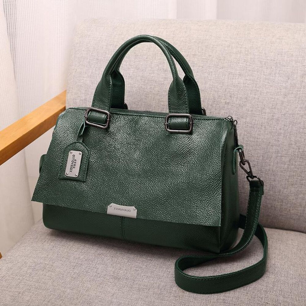 (green) Johnature Fashion Handbag Versatile Women Leather Bag Casual Solid Color Large Capacity Shoulder & Crossbody Bags