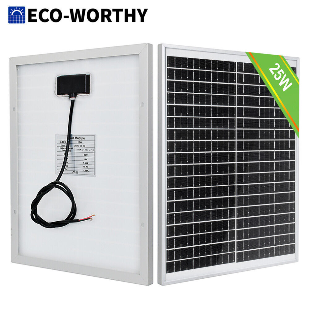 Eco-Worthy 12V 20W/25W Solar Panel Battery Charger For Rv Boat Shed 82936303