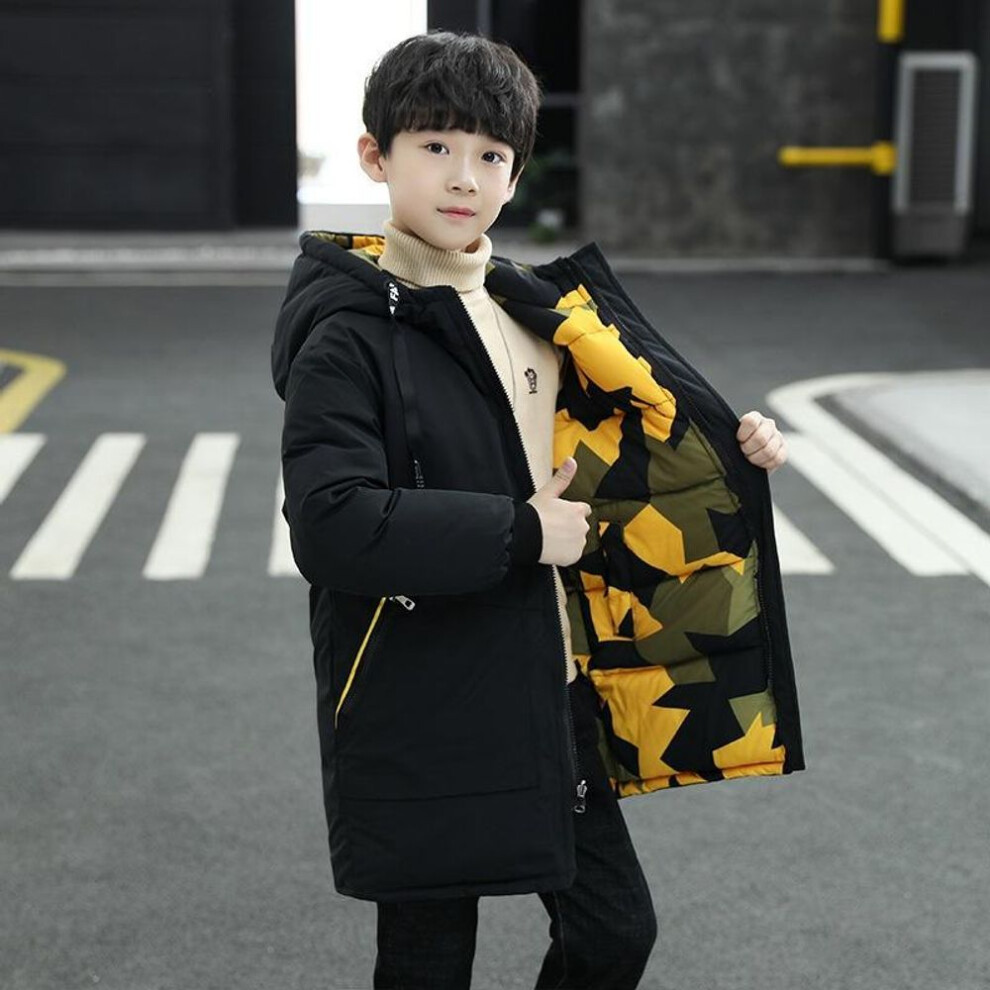 (yellow, 130 cm) Kids Boys Winter Jackets Warm Coat Snowsuit Outerwear Coats Children Clothing Baby Fur Hooded Jacket Infant Parkas