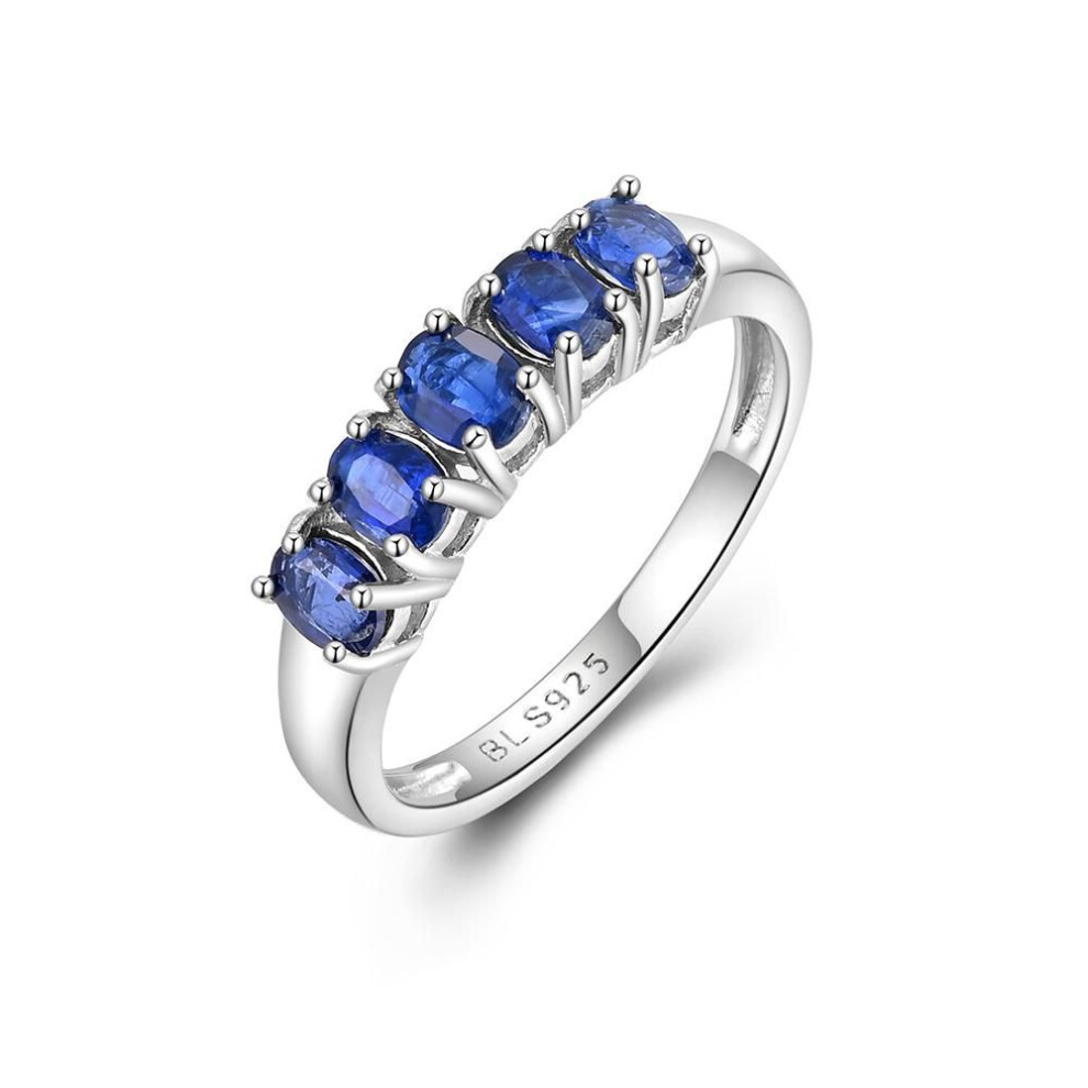 (blue, US RING SIZE:7#) Classic band silver women ring with 1.5ct natural blue kyanite gemstones fine jewelry for women nice gift