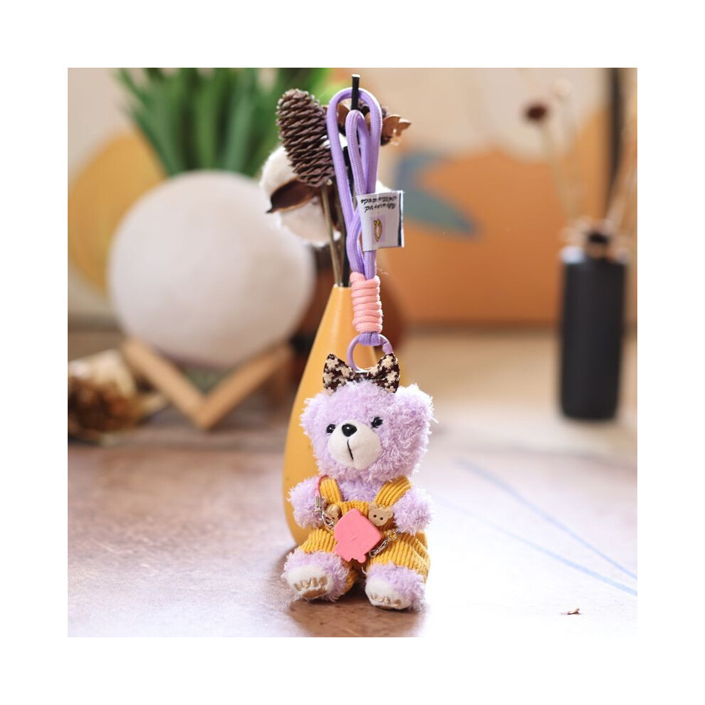 (Purple Bear)Pull ours en peluche doux pendentif porte clé pour sac à dos décoration cadeaux et
