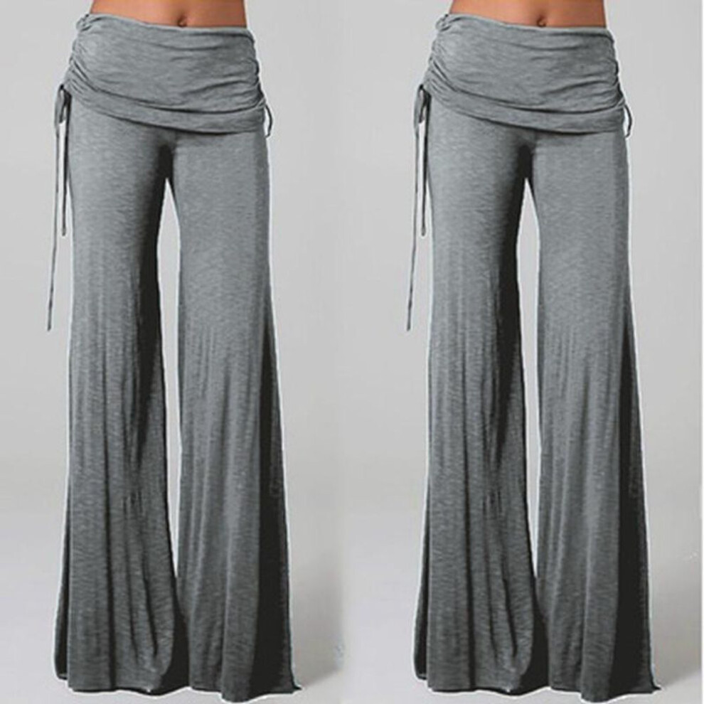 (grey, M) Bohemian Women&apos;s Wide Leg Casual Yoga Fitness Pants