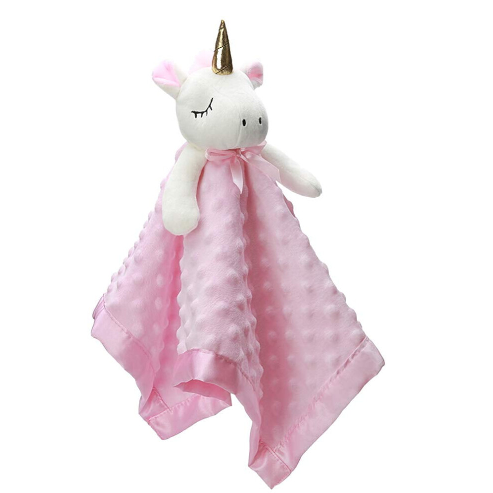 ( Unicorn) Babies Bunny Security Blanket Baby Girl Gifts Newborn Soft Lovie For Infant And Toddler Snuggle Toy Stuffed Animal, 16 Inch Pink