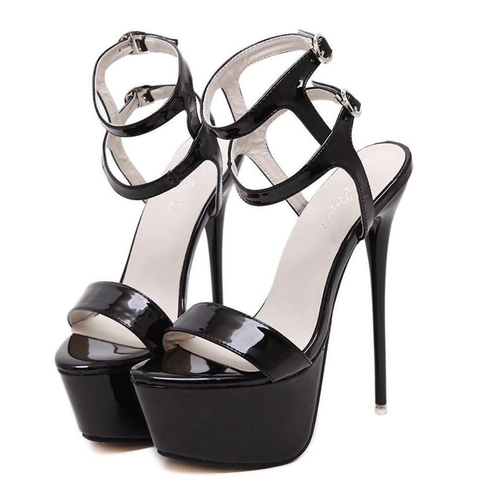 (black, 44) Super High Heels Sandals Party Sexy Dress Shoes Women Thin Heels Platform Pumps Plus Size 34-46