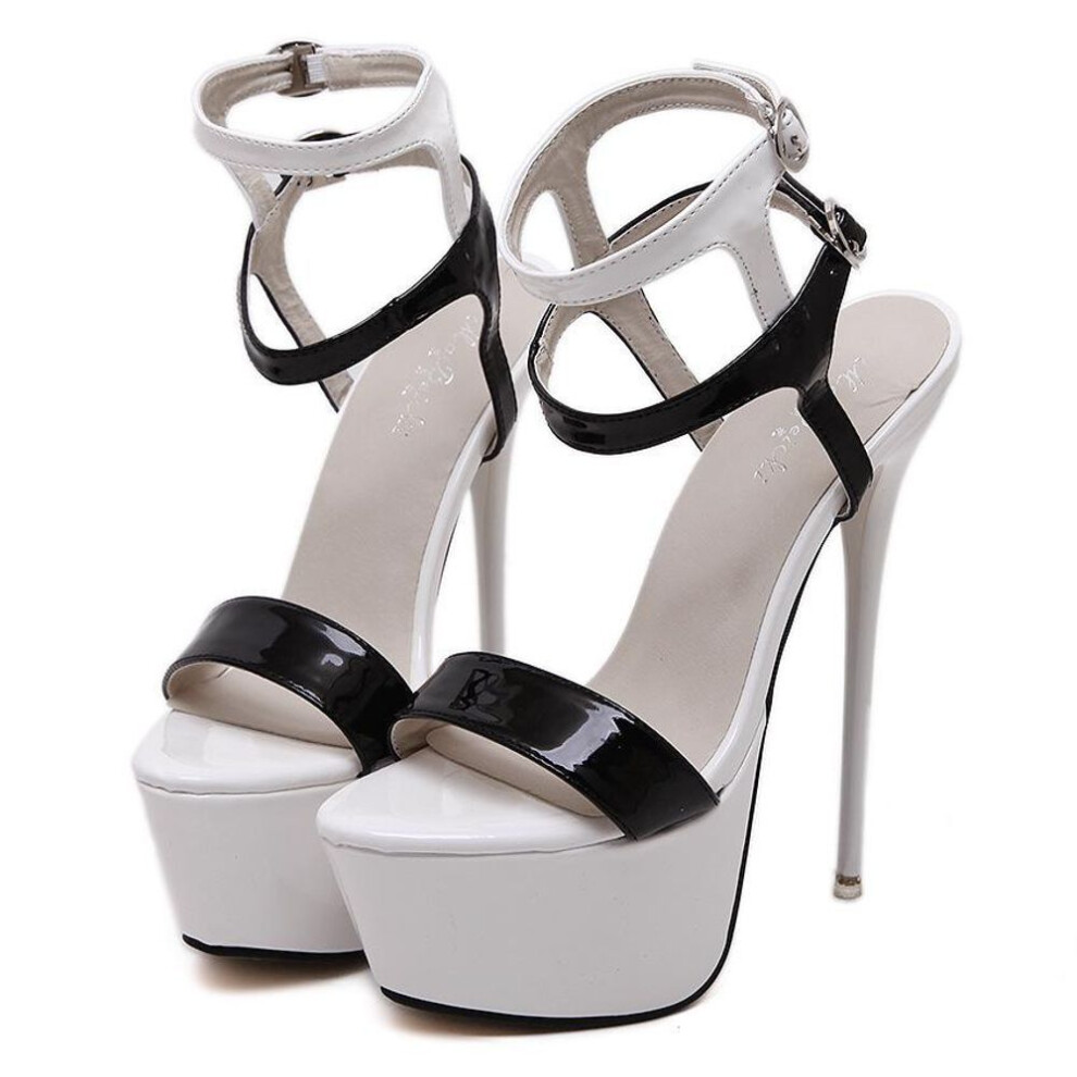 (white, 34) Super High Heels Sandals Party Sexy Dress Shoes Women Thin Heels Platform Pumps Plus Size 34-46