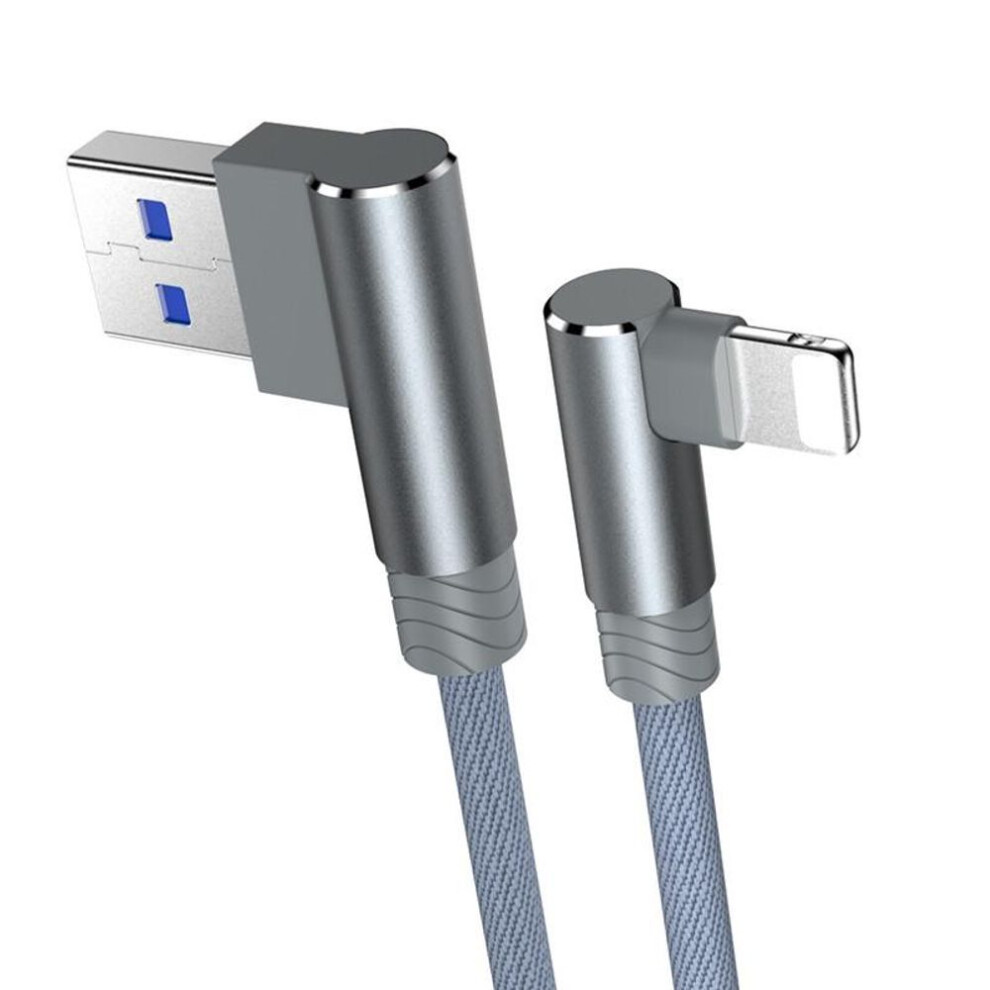 (1m, Grey) 1 2 3 m 90 Degree USB Data Charger Cable For iPhone 11 12 13 14 PRO Xs Max Xr X 8 7 6 6S Plus 5 5S SE2020 iPad Cord Origin Mobile Phone Long Short