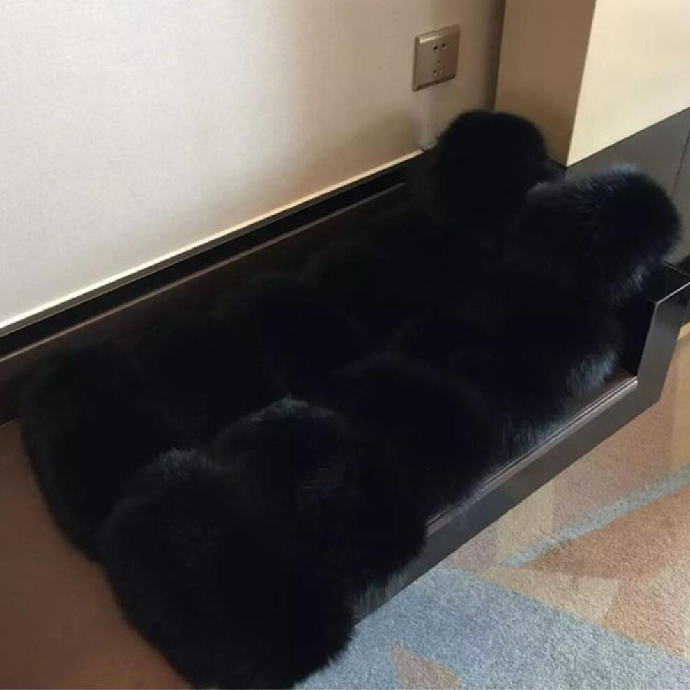 (black, M) Faux Fox Fur Vest Women Waistcoat Long Slim Fake Fur Coats Fur Gilet Warm Fur Coats Women