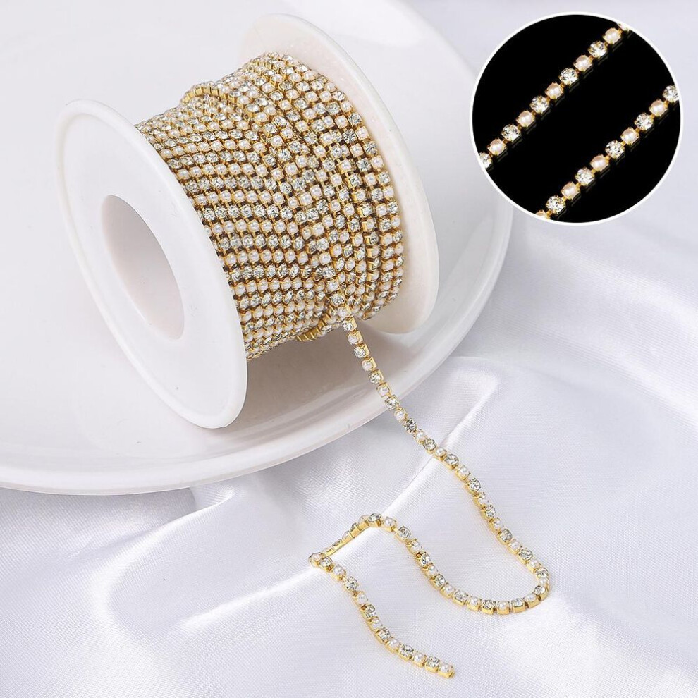 (gold, 2mm) 1Yard/bag Density Flatback Rhinestone Chain Copper Sew-On Rhinestone Trim DIY Accessories