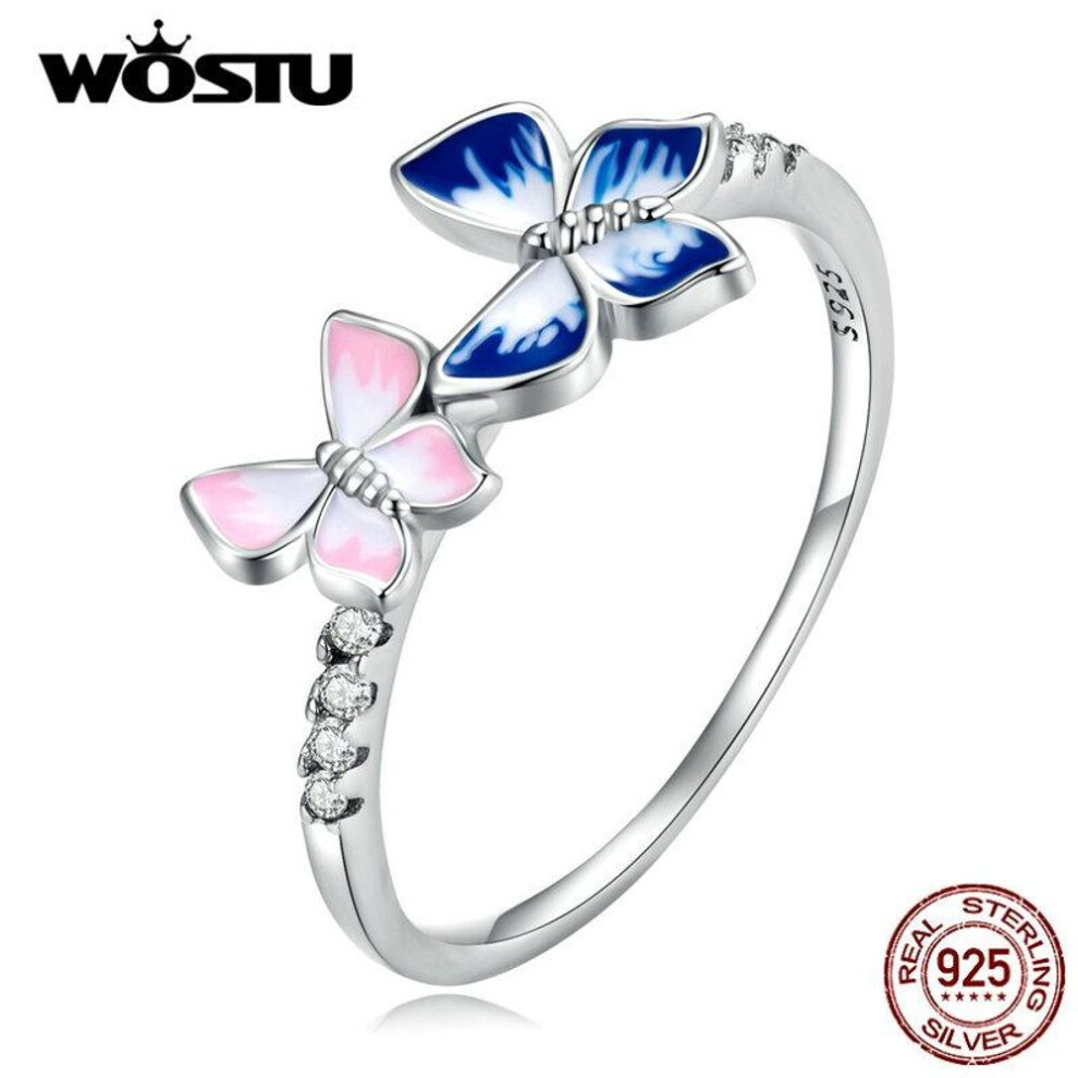 (5) WOSTU 925 Sterling Silver Butterfly Series Band Ring with CZ Crystals, Anniversary Birthday Jewelry Gifts for Women Girls