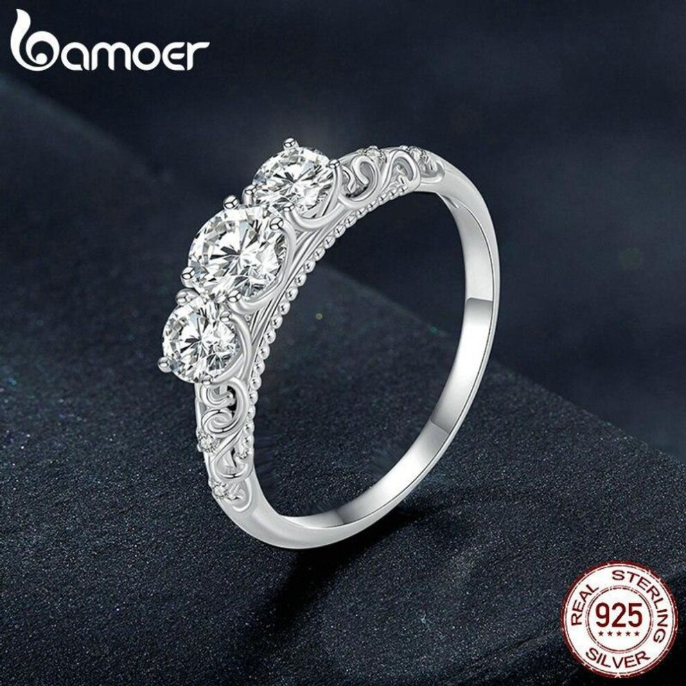 (5) BAMOER 1.1CT Round Moissanite 14K Gold Plated Ring for Women D Color VVS1 EX Lab Diamond Engagement 925 Sterling Silver Ring