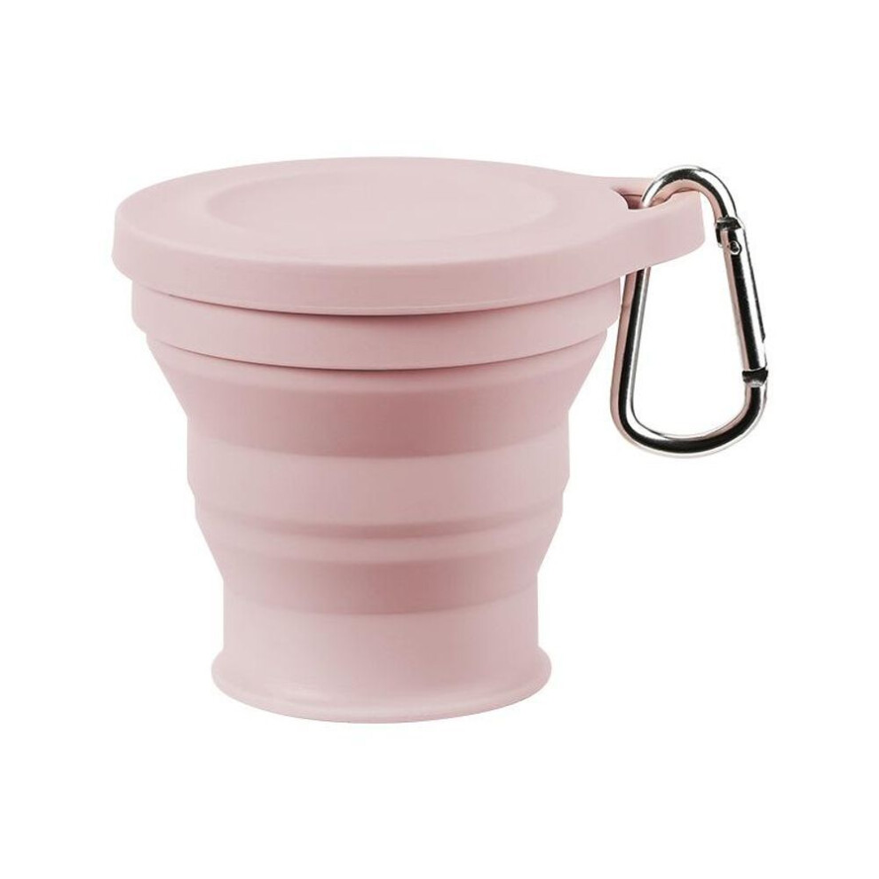 (Pink, 180ml) 180ml Folding Cup Mini Retractable Cup Silicone Portable Teacup Outdoor Travel Coffee Telescopic Drinking Mug with Lid