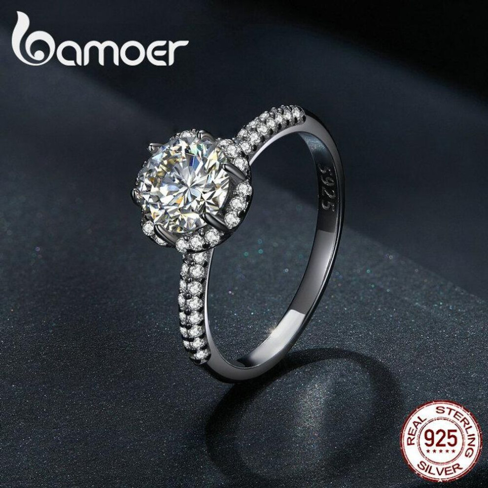 (7) BAMOER 1.0CT D Color VVS1 EX Delicate Moissanite Ring Pave Setting CZ 925 Sterling Silver Ring for Women Engagement Wedding Gift