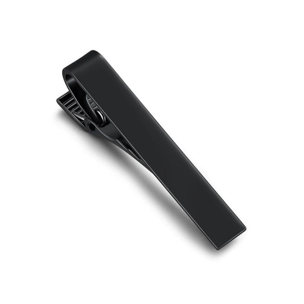 (Black) 1 Piece Men&apos;s Short Tie Clip Silver Fashion 3 Color Simple Gold Male Collar 4.3cm