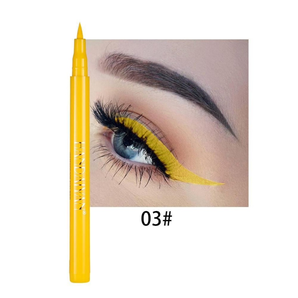 (03) Handaiyan 12 Color Waterproof Eyeliner Gel Pencil Colorful White Yellow Blue Brown Eye Liner Pen Long-lasting Makeup