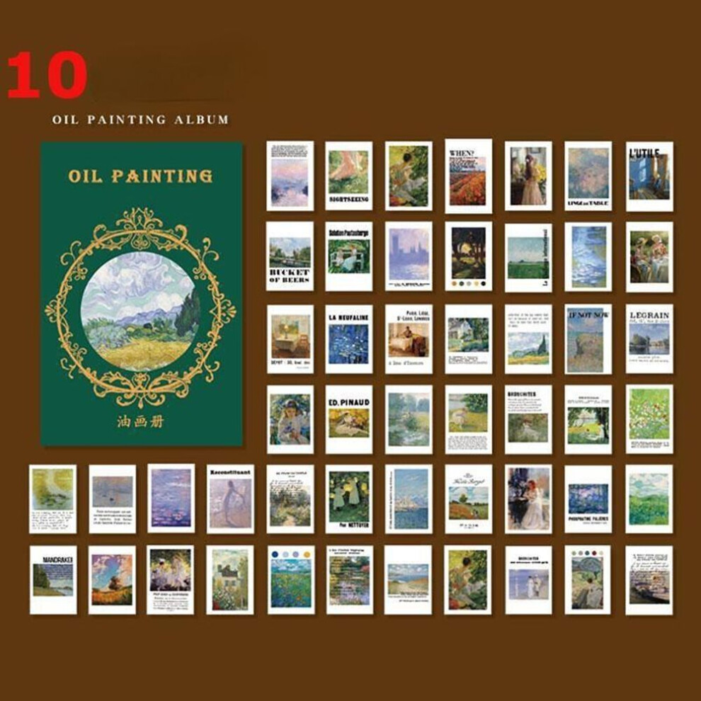 (Oil painting album) 50pcs Vintage Paper  for Phone Deco Retro Stationery Supplies Litmus Paper Junk Journal Label Scrapbooking Material LM