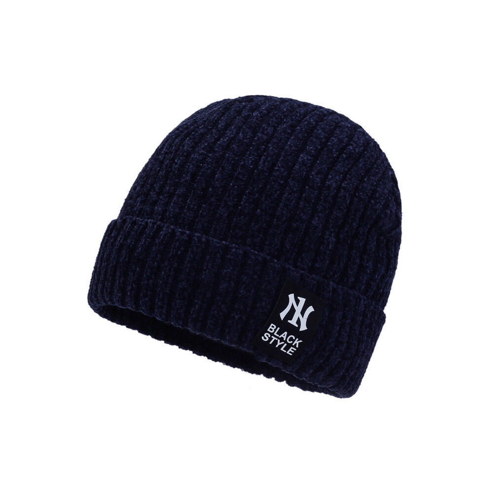 (N1 Dark Blue) Deer Letter Simple Logo Men Velvet Warm Knitted Hat For Winter Autumn And-image-OPC-PHHJRPR-NEW
