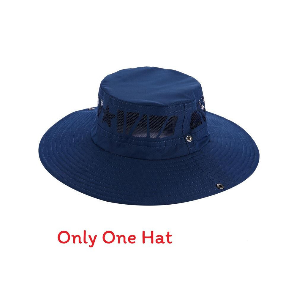 (Navy) Men Summer Sun Hat With Large Brim And Letter Breathable Mesh Fishing Travel For-image-OPC-PHHJW9M-NEW