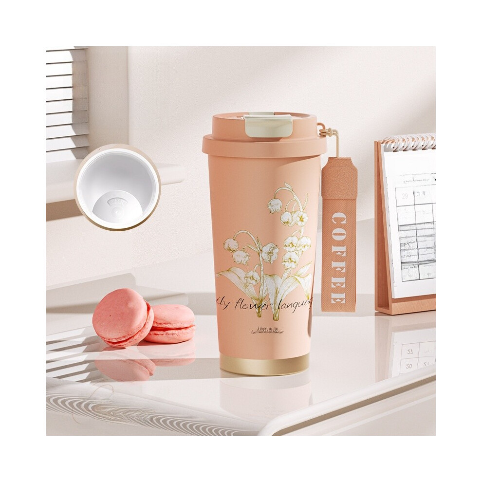 (Pink Lily Ceramic Inner) Stylish Convallaria Flower Insulated Durable Bottle For And Students Commuters-image-OPC-PHHJWP7-NEW