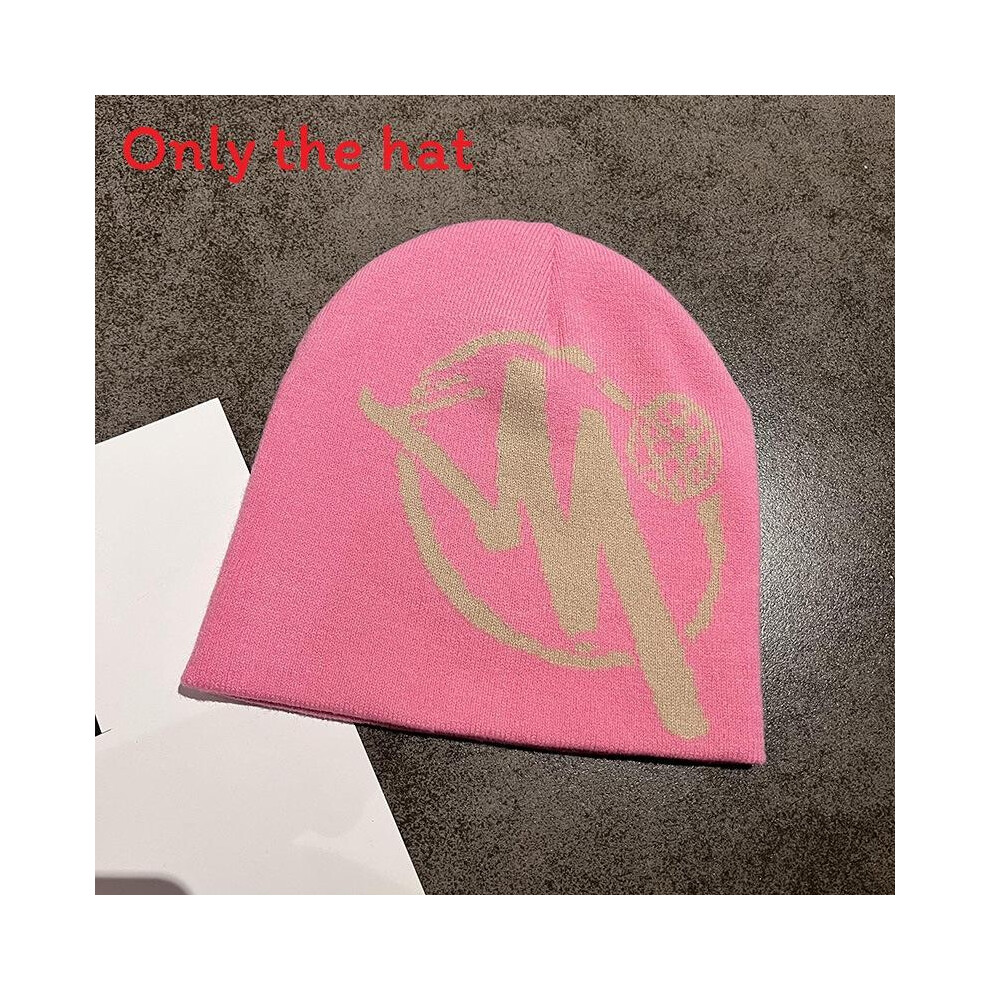 (Pink) Fashion Hat Knitted With Colorful Letter Design Suitable For Style Street Teen-image-OPC-PHHJYG7-NEW
