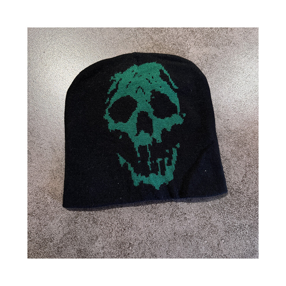 (BlackGreen) Hat Fashionable Knitted With Skull Embroidery Design Suitable For Cold Weather-image-OPC-PHHJYJ2-NEW