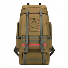 (Khaki) 130L Hiking Camping Backpack Travel Large Luggage Bag Men Trekking Outdoor Sports Pack Molle Trekking Rucksack For Men Big Bag