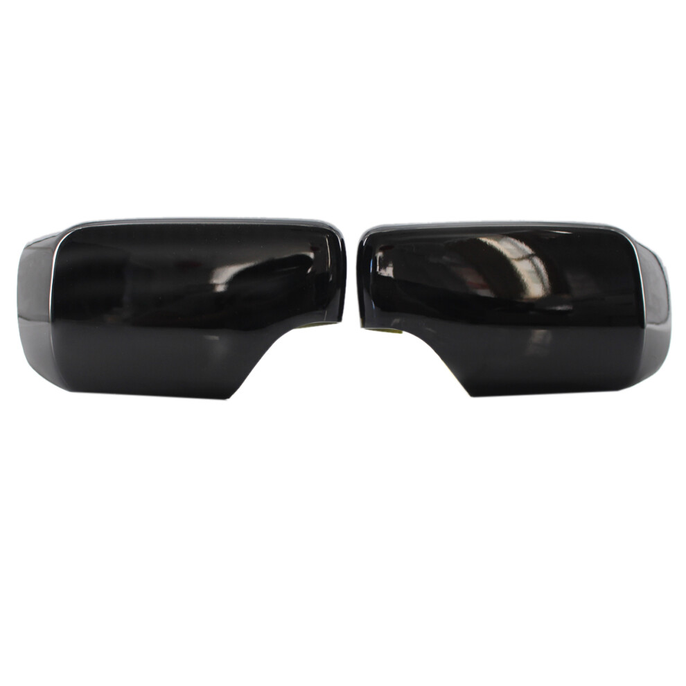 Pair Rear View Mirror Covers Side Caps For- E46/E39 3/5 Series 1998-2005 Gloss 51168238375 51168238376 Black 4851999663419