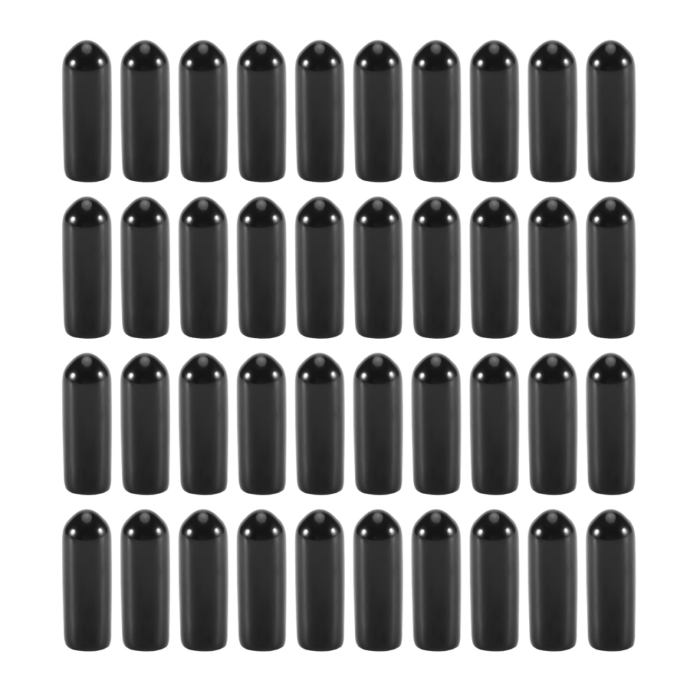 Lot de 100 embouts en caoutchouc pour tube rond en PVC, diamètre intérieur de 4 mm, protections de filetage, noir