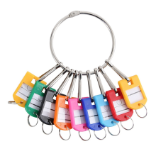 Portable Metal Ring Key Organizer with 10 Spring Hooks & Tags and Label Window