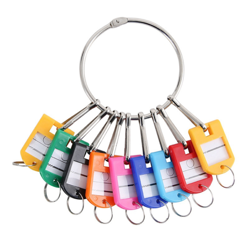Portable Metal Ring Key Organizer with 10 Spring Hooks & Tags and Label Window 1