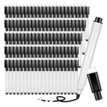 100 stuks whiteboardmarkers met rubberen dop, fijne punt, zwart