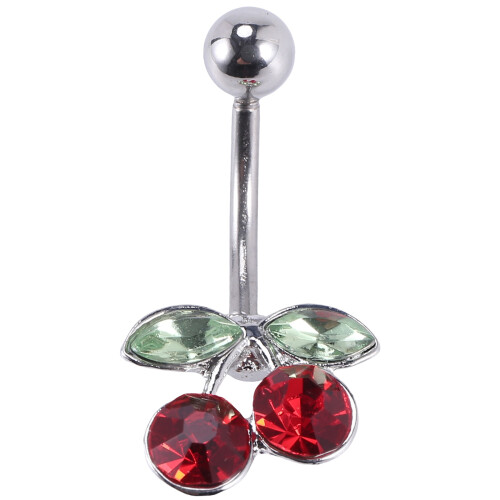 Bauchnabelpiercing aus Stahl mit Kirsche