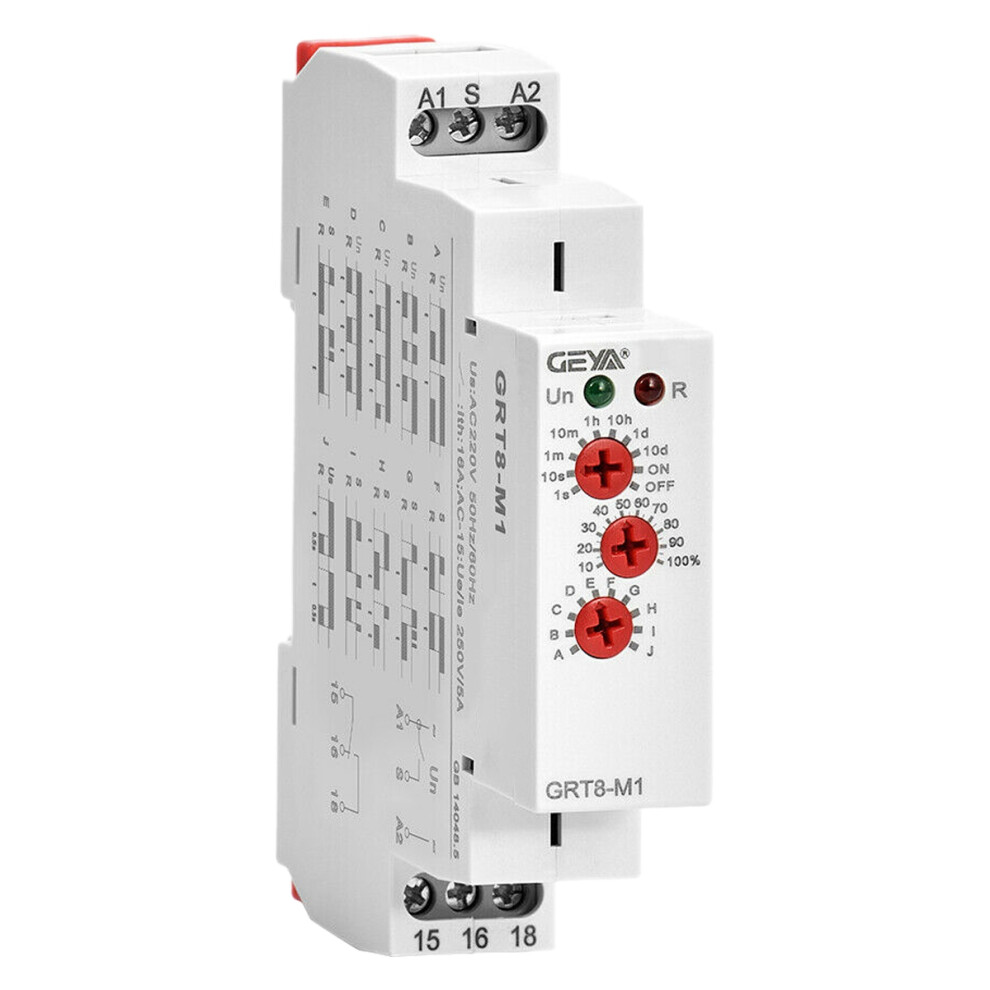 Grt8-M1 On Off Time Delay Relay 16A Ac/Dc12v-240V Multifunction Din Rail Automatic Timer 4851999676747